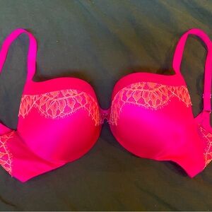 Gorgeous VS Fuchsia Satin and Lace Push-up Bra 34D